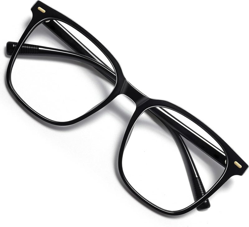MACJERO Oversized Square Blue Light Blocking Glasses for Women Men, Anti-Fatigue Computer Monitor Gaming Glasses Reduce Eye Strain(Black) - Image 1